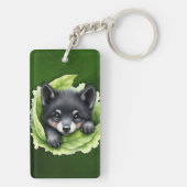 Wolvenwelp in het groen: sleutelhanger (achterkant)