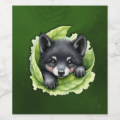 Wolvenwelp in het groen: wijn etiket (Enkel label)