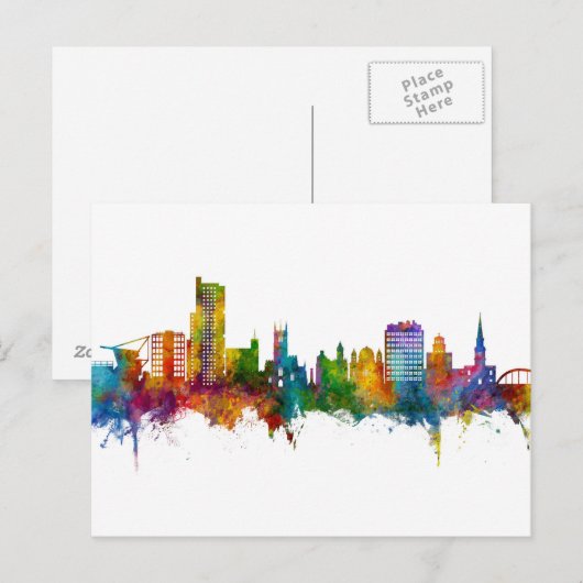 Wolverhampton England Skyline Briefkaart (Voorkant / Achterkant)