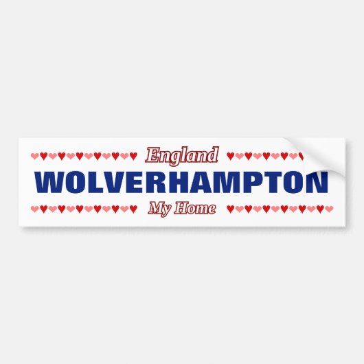 WOLVERHAMPTON - Mijn thuisland - Engeland; Harten Bumpersticker (Voorkant)
