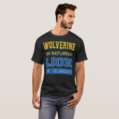 Wolverine op zaterdag Lion op zondag golfcoachgift T-shirt (Voorkant volledig)