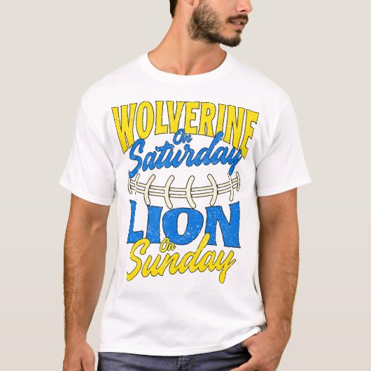  Wolverine op zaterdag Lion op zondag T-shirt (Voorkant)