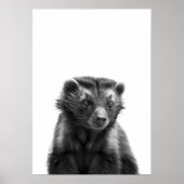 Wolverine Woodland Modern Portret zwart wit Poster (Voorkant)