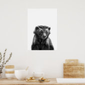 Wolverine Woodland Modern Portret zwart wit Poster (Keuken)