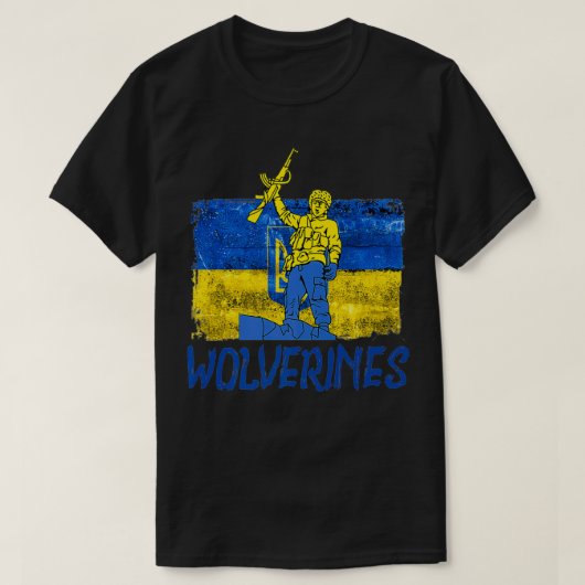 Wolverines steunen Oekraïne, Oekraïne Wolverines L T-shirt (Design voorkant)