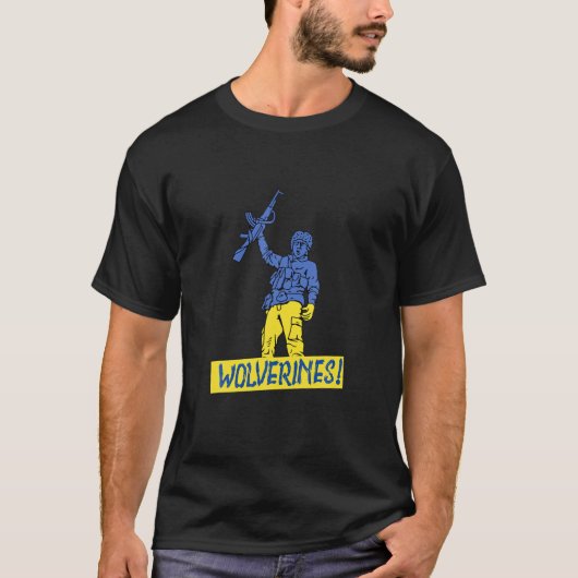 Wolverines steunen Oekraïne, Oekraïne Wolverines L T-shirt (Voorkant)