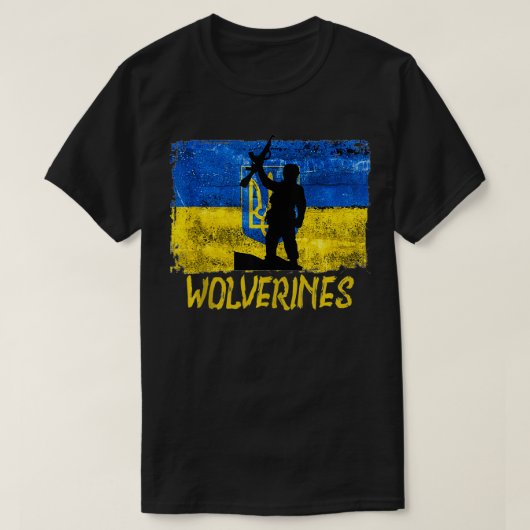 Wolverines steunen Oekraïne, Oekraïne Wolverines L T-shirt (Design voorkant)