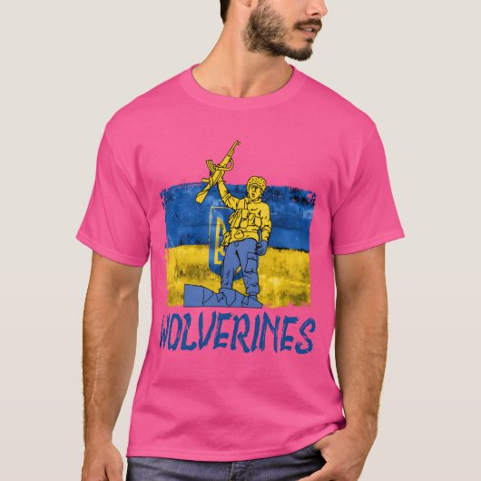 Wolverines Support Ukraine Ukraine Wolverines retr T-shirt (Voorkant)