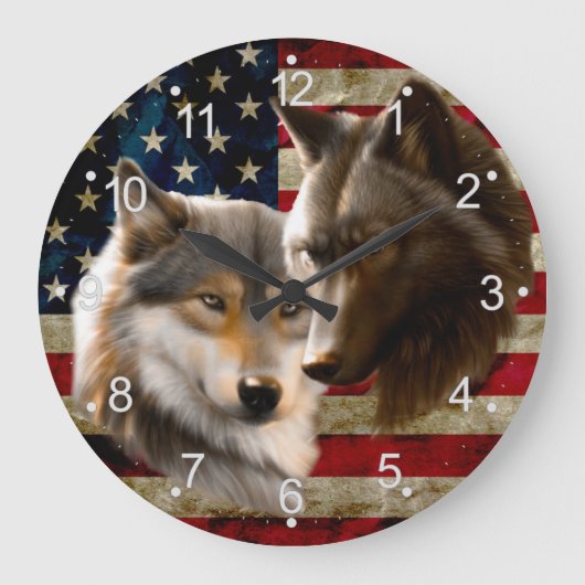 Wolves American Flag Grote Klok (Voorkant)