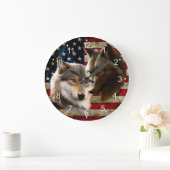 Wolves American Flag Grote Klok (Huis)