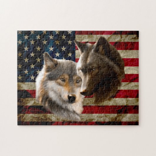 Wolves American Flag Legpuzzel (Horizontaal)