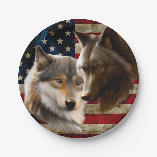 Wolves American Flag Papieren Bordje (Voorkant)