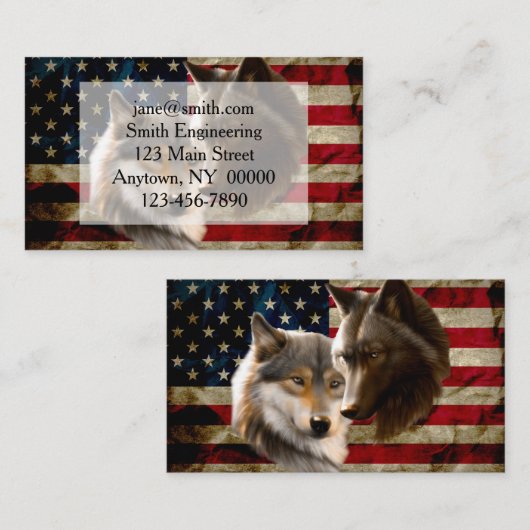 Wolves American Flag Visitekaartje (Voorkant / Achterkant)