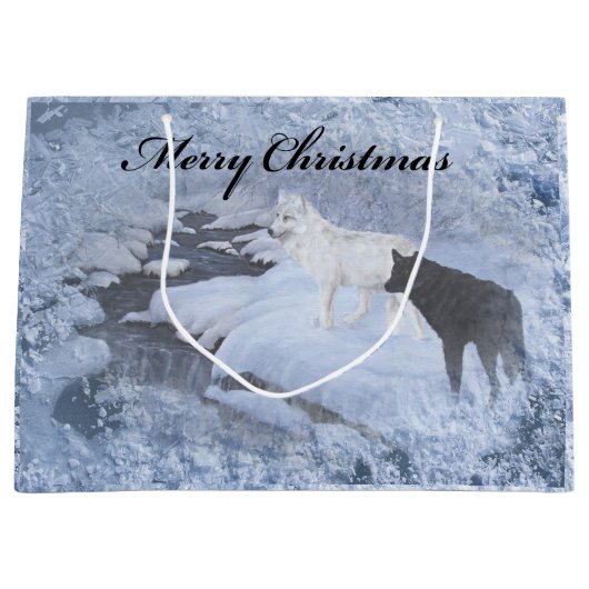 Wolves Gift Bag - Groot, glanzend Large Cadeautasje (Voorkant)