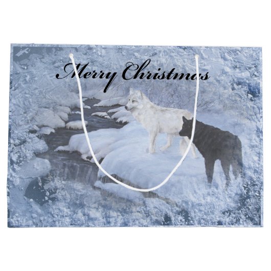 Wolves Gift Bag - Groot, glanzend Large Cadeautasje (Achterkant)