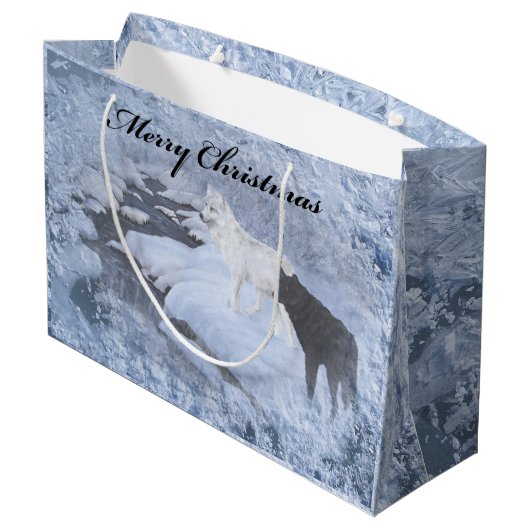 Wolves Gift Bag - Groot, glanzend Large Cadeautasje (Achterkant Gekanteld)