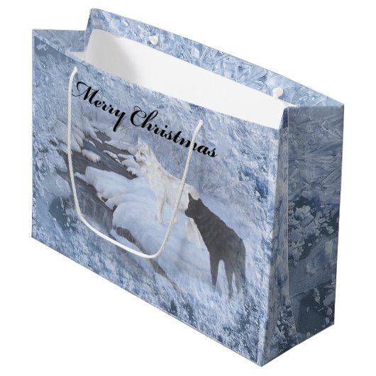 Wolves Gift Bag - Groot, glanzend Large Cadeautasje (Voorkant Gekanteld)