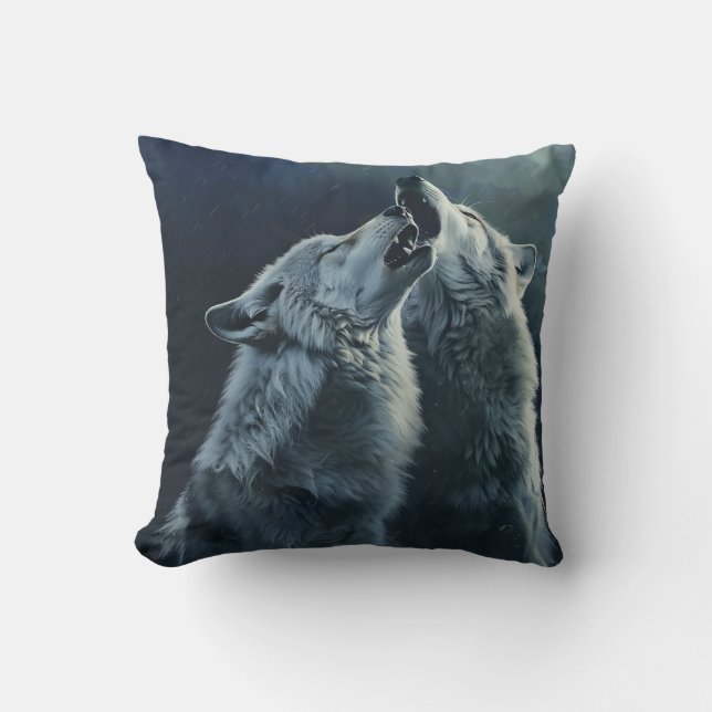Wolves Howling Pillow beroemd gemaakt door PS Natu Kussen (Voorkant)
