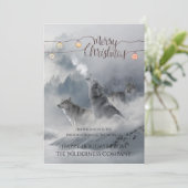 Wolves In Snow Christmas Holiday Business Greeting Feestdagenkaart (Staand voorkant)