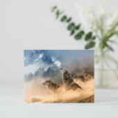 Wolves Moon Fog Natuur Scenery Briefkaart (Staand voorkant)