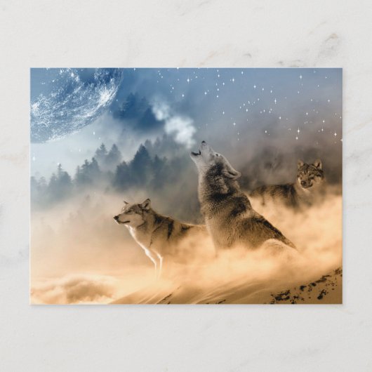 Wolves Moon Fog Natuur Scenery Briefkaart (Voorkant)