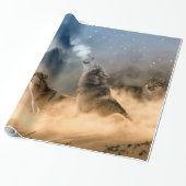 Wolves Moon Fog Natuur Scenery Cadeaupapier (Uitgerold)