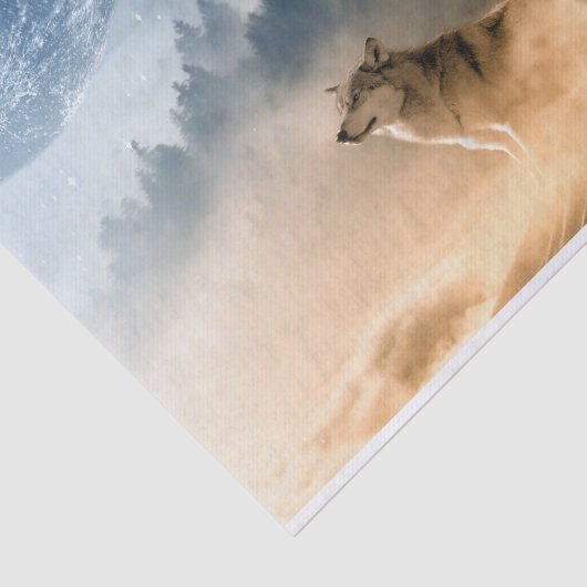 Wolves Moon Fog Natuur Scenery Tissuepapier (Detail)
