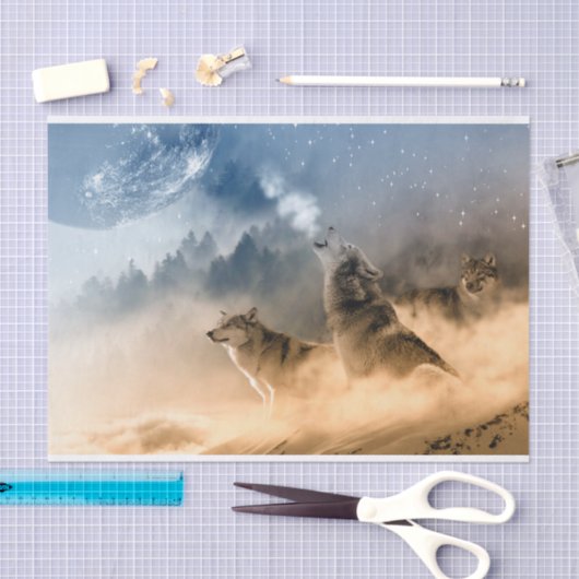 Wolves Moon Fog Natuur Scenery Tissuepapier (Craft)