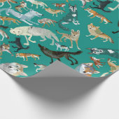 Wolves of the World Green Pattern Cadeaupapier (Hoek)