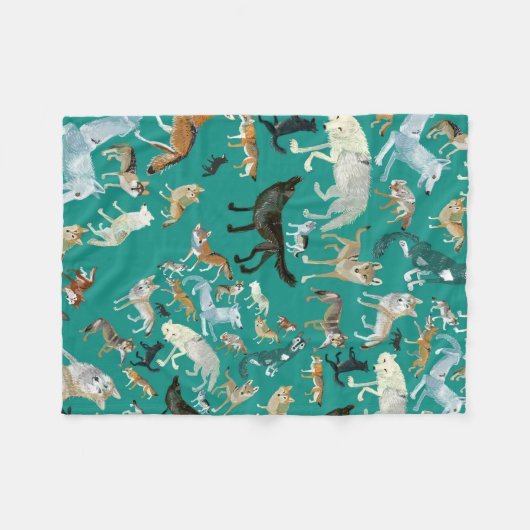 Wolves of the World (pattern) Fleece Deken (Voorkant (Horizontaal))