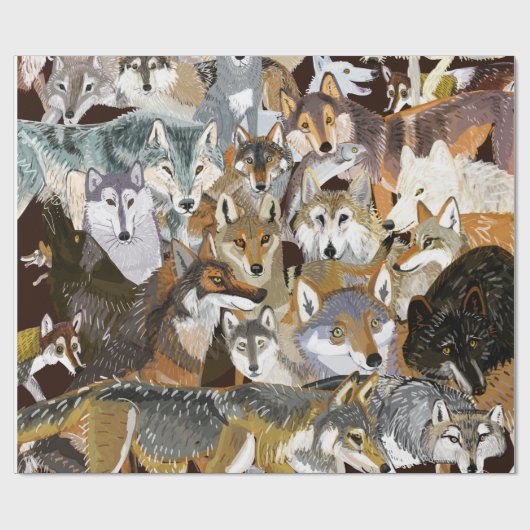 Wolves of the World puzzle Cadeaupapier (Vlak)