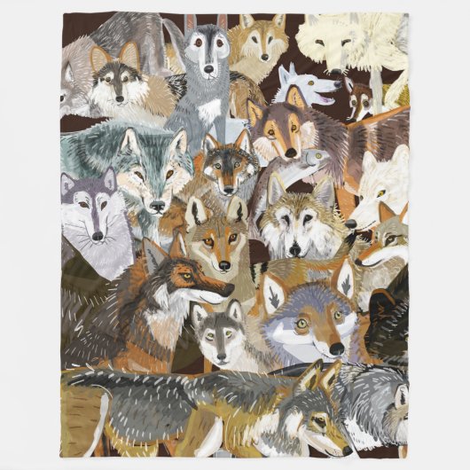Wolves of the World puzzle Fleece Deken (Voorkant)