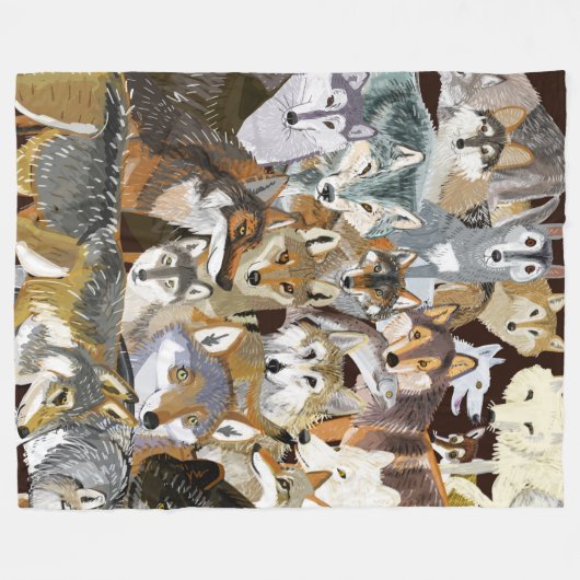 Wolves of the World puzzle Fleece Deken (Voorkant (Horizontaal))
