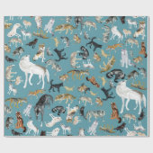 Wolves of the World Turquoise pattern Cadeaupapier (Vlak)