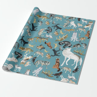 Wolves of the World Turquoise pattern Cadeaupapier