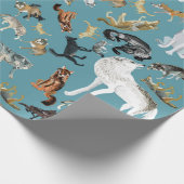 Wolves of the World Turquoise pattern Cadeaupapier (Hoek)