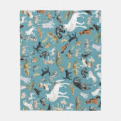 Wolves of the World Turquoise pattern Fleece Deken (Voorkant)