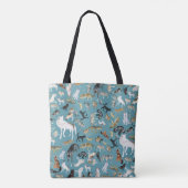 Wolves of the world turquoise pattern tote bag (Achterkant)