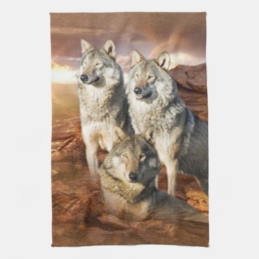 Wolves Trio American MoJo Kitchen Towels Theedoek (Verticaal)