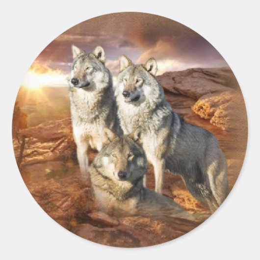 Wolves Trio Ronde Sticker (Voorkant)