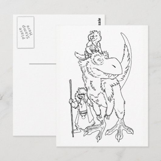 Wolves with Pet Dinosaur Briefkaart (Voorkant / Achterkant)