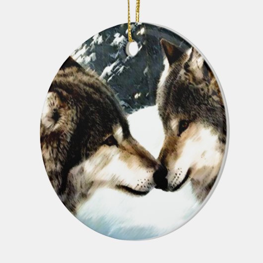 Wolves Wolf Snow Winter Snow Couple Love Keramisch Ornament (Links)