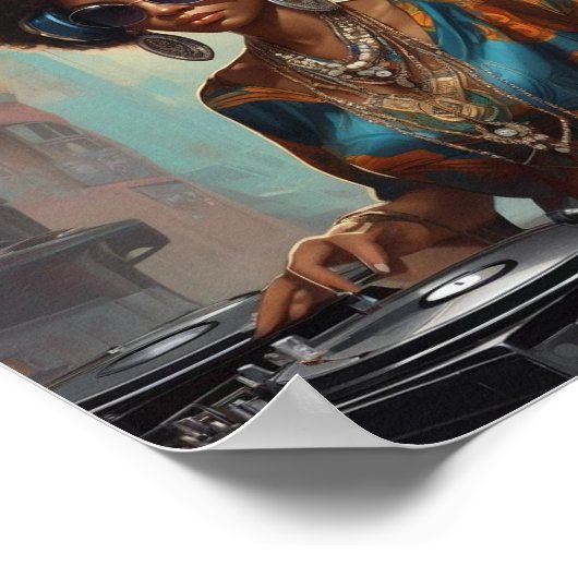 woman afro dj poster (Hoek)