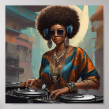 woman afro dj
