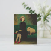 Woman and Capybara on the couch Briefkaart (Staand voorkant)