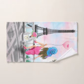  Woman and Pink Heart Ballon - I Love Paris Bad Handdoek (Handdoek)