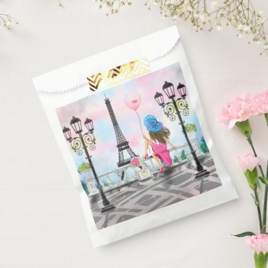  Woman and Pink Heart Ballon - I Love Paris Bedankzakje (Gezegeld)