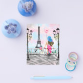  Woman and Pink Heart Ballon - I Love Paris Flyer (Enkel)