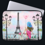 Woman and Pink Heart Ballon - I Love Paris Laptop Sleeve<br><div class="desc">Woman and Pink Heart Ballon - I Love Paris - Eiffel Tower Romantic Drawing - Kies / voeg Uw unieke tekst / Lettertype / Kleur toe - Maak uw speciale cadeautje - Resize en beweeg of verwijder en voeg elementen toe - Afbeelding / tekst met aanpassingsgereedschap ! - Tekening en...</div>