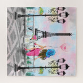  Woman and Pink Heart Ballon - I Love Paris Legpuzzel (Horizontaal)